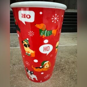 Ceramic Dog Theme Christmas Mug with Lid